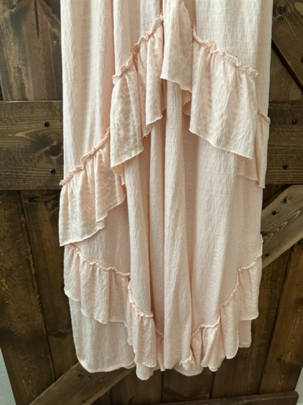 Free People Beach | Santa Luz Maxi Dress Ruffle Halter Open Back Pink XL - Picture 9 of 14